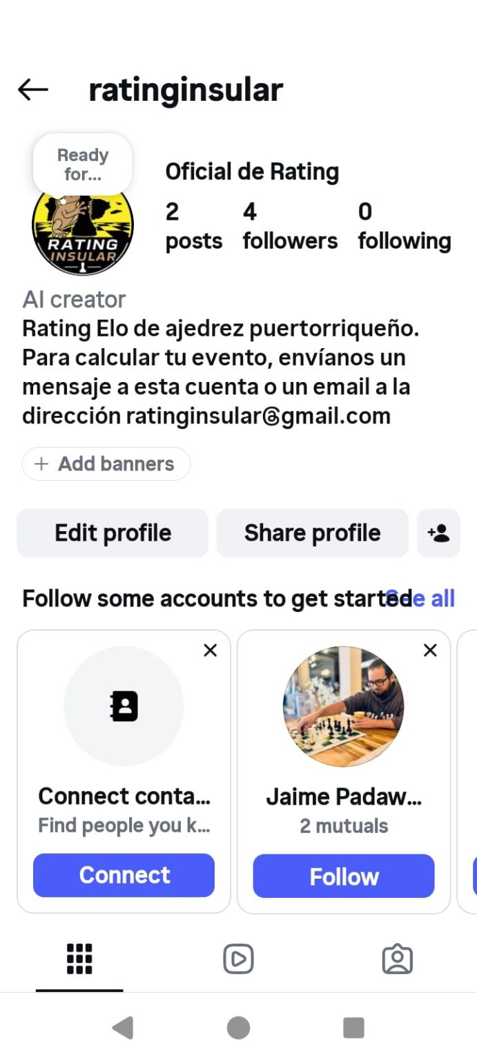 Captura del perfil oficial de Instagram de Rating Insular